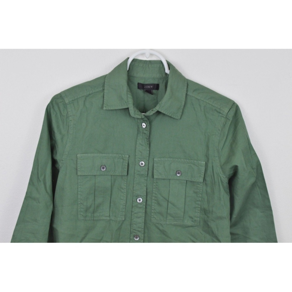 J Crew 2P Shirt Long Sleeve Button Up Green Cotton